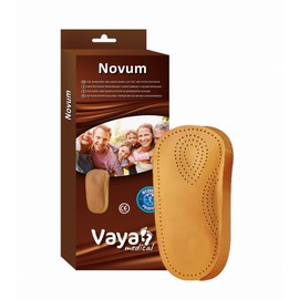 Vaya Medical Orthopaedic Insoles for Transverse Flat Foot and Longitudinal Flat Foot Insoles for Women for Flat Feet, 3/4 Flat Foot, Leather Shoe Insoles with Supination, Novum, 1 Pair, Brown, Size 42