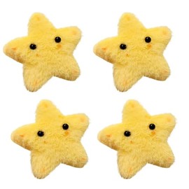 CRIZAN Yellow Plush Felt Plush Star Hair Clips Duckbill For Girls 4 Pieces