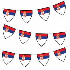 AK Giftshop Serbia Pennant Flag Bunting Birthday Wedding Events Decorations - 12pcs / 2.5m Ribbon