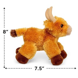 Jolitee 8" Fluffy Cary Cow Stuffed Animals Cow Soft Cuddly Cow Plush Stuffed Cow Plushie Bull Stuffed Animal Brown Small