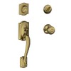 SCHLAGE Camelot Single Cylinder Handleset and Georgian Knob, Antique Brass