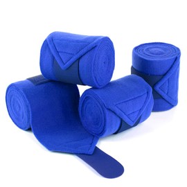 Y.J TAILS Horse Polo Wraps 2.5m Soft Fleece Polo Wraps Equestrian Leg Bandage Wrap Set of 4 Packs (Blue - 2.5m)
