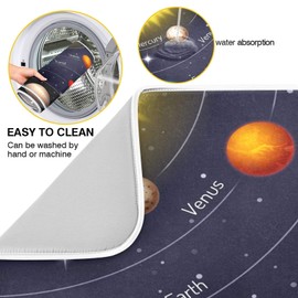 Wfrish Dish Drying Mat for Kitchen Outer Space Solar System Galaxy Nebula Drying Mat 18X24 In Absorbent Dish Mat Drying Pad Dish Drainer Rack Mats Kitchen Accessories