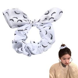 Hair Bow Scrunchies for Women Lash Artist Birthday Gifts for Mom Sister Wife Makeup Artist Gift for Women Friends Bunny Ear Scrunchies with Ribbon Womens Satin Hair Tie for Eyelashes Artist