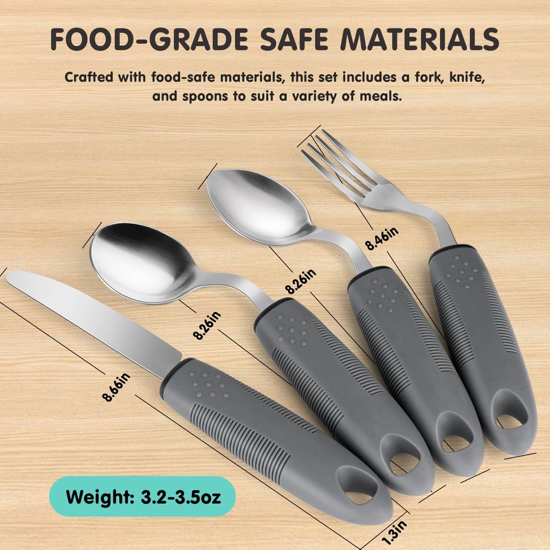 AuntyFey Weighted Adaptive Utensils, 4Pcs Weighted Utensils for Hand Tremors,