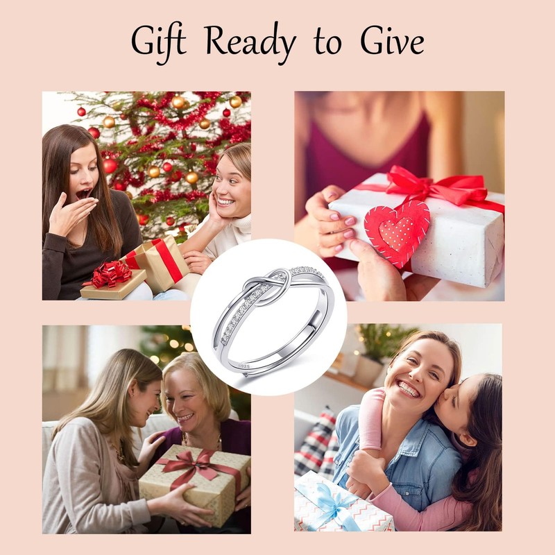 Sterling Silver Ring Adjustable Rings for Women Forever Linked S925