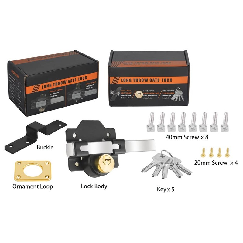 Barn Door Lock, 2", Fence Gate Lock, Double Sided Gate