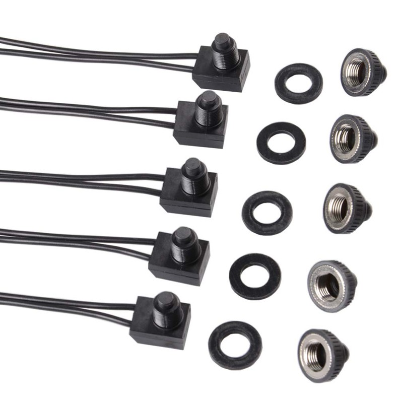 Quentacy 5Pcs Push Button Switch 12V Wired RV Waterproof On-Off