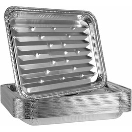 9.5 X 13 in Aluminum Pans - Aluminum Pans Without LIDS - Disposable FOIL DRIP Pans - DRIP Pans for Outdoor Grill – BBQ Grill Grease Tray - Aluminum FOIL Grill Accessories – 25 Pack -
