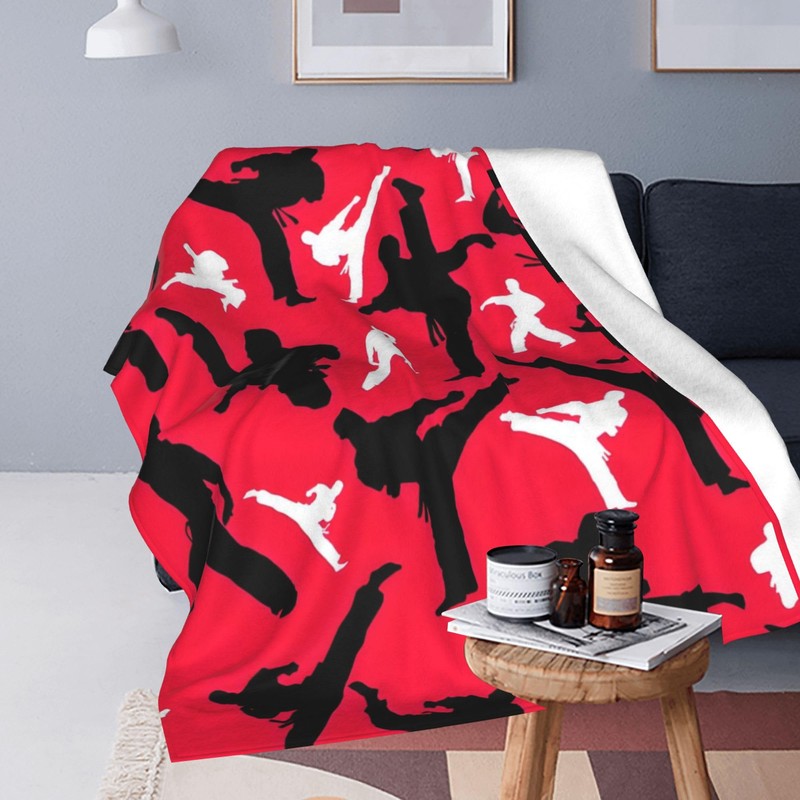 Colored Martial Arts Karate Microfiber Plush Throw Blanket, 80x60 inches,
