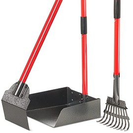 Pawler Dog Pooper Scooper - Heavy Duty Metal Dog Poop Scoopers w/Handle, Spade, Rake, and Storage Clip - Use on Yard, Grass, Dirt, Concrete for Small, Medium & Large Pet Dogs