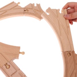 CCCYMM 10 Pcs Wooden Train Track Set, Curved Switch Track and Cross Track Compatible with All Major Brands