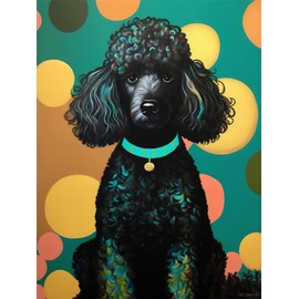 TUTUMAY21 Black Poodle in Colorful Diamond Painting Kits for Adults, Funny Animals 5D DIY Diamond Art Kits Full Drill Diamond for Gift Wall Decor Gem Arts 30x40cm