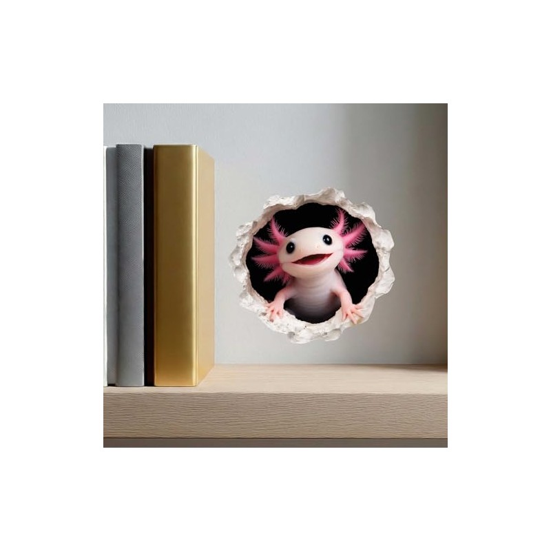 Bubbles - Axolotl Decal - Wall Hole Sticker with 3D