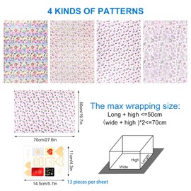 ALTcompluser 8 Sheets 70 x 50 cm Unicorn Wrapping Paper Children's Set Gift Paper Gift Paper Birthday Wrapping Paper with 4 Stickers Girls Boys Christmas Gift Wrapping Birthday