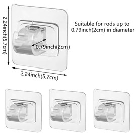 8 Pcs Adhesive Curtain Rod Holder Hooks Self-Adhesive Curtain Rod Bracket No Drill Curtain Hangers Nail Free Adjustable Curtain Rod Holder Curtain Pole Wall Brackets for Home Bathroom Kitchen