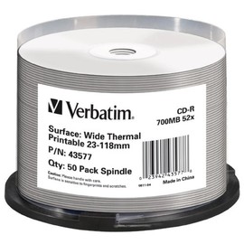 Verbatim CD-R 52x 700MB Super AZO Thermal Printable Surface