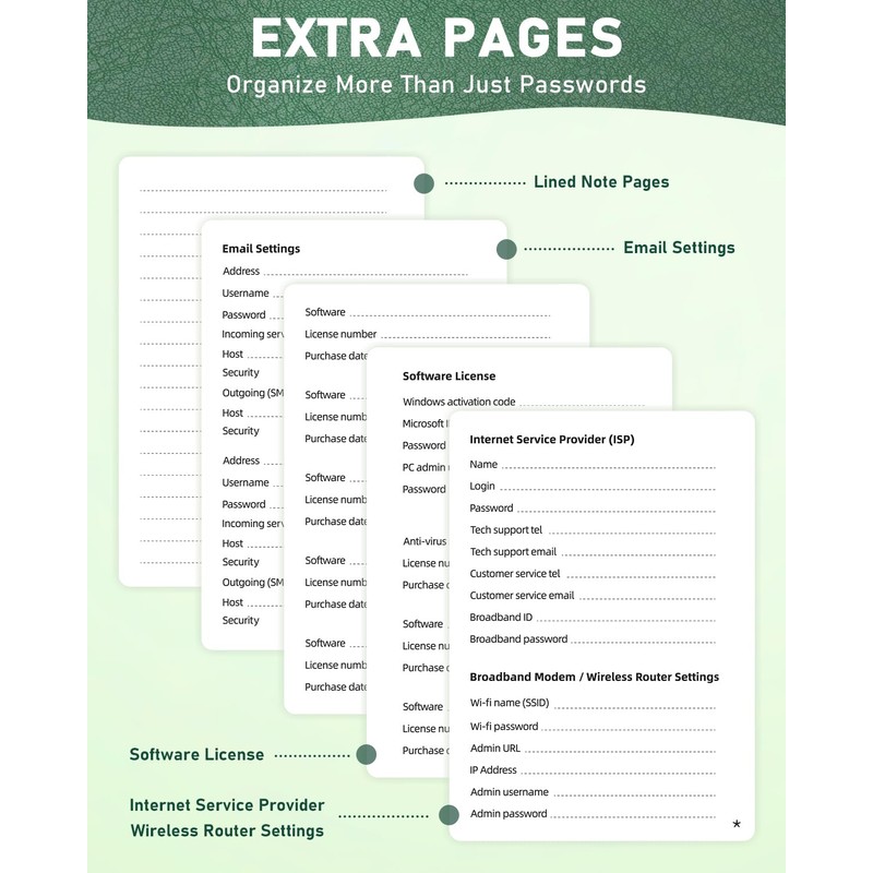 WEMATE Spiral Password Book with Alphabetical Tabs, Small, for Seniors,