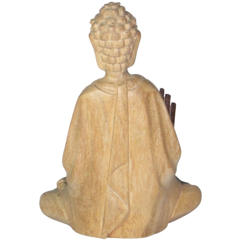 Brave Wings Hand Carved Wooden Decoration ~ Meditating Man 10.5cm