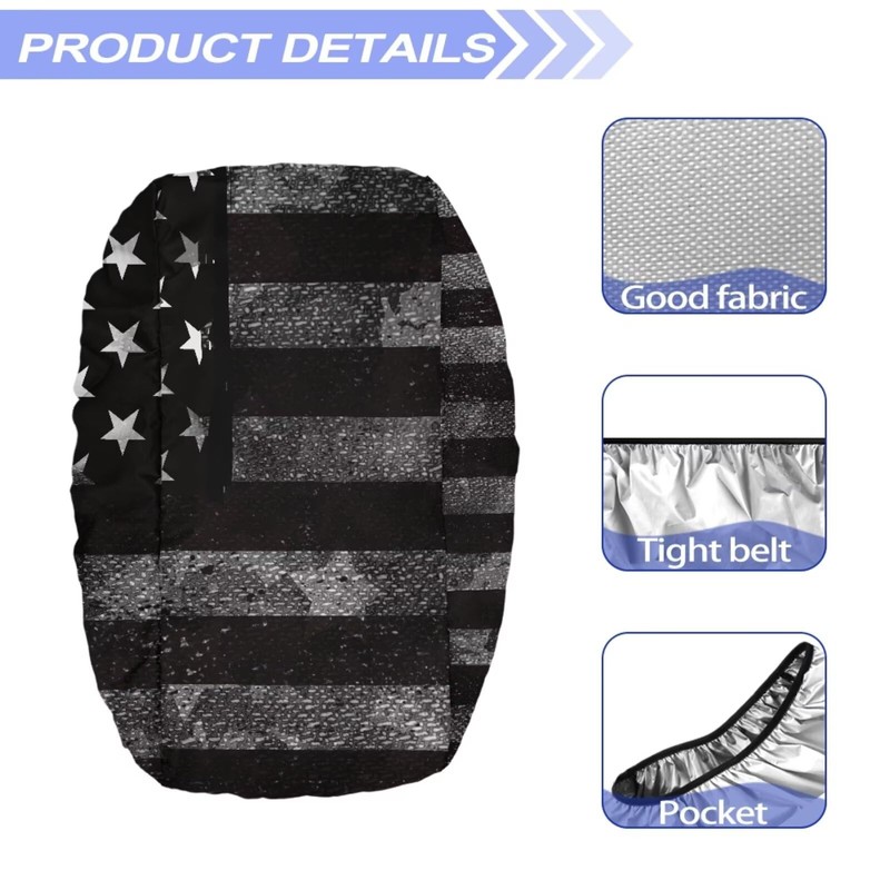 Knextrepoy Black American Flag Winch Cover, Heavy Duty Waterproof Dust-Proof