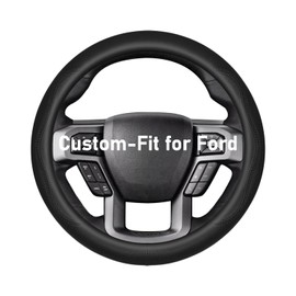 Belinous Steering Wheel Cover Custom-Fit for Ford, Nappa Leather Car Steering Wheel Cover, Non-Slip & Breathable Steering Wheel Cover, Designed for Ford [L (15 1/4"-15 3/4")]