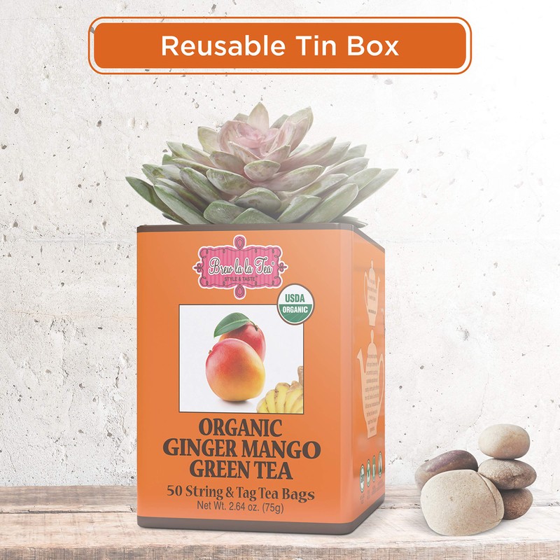 Brew La La Organic Green Tea - Ginger Mango Flavor