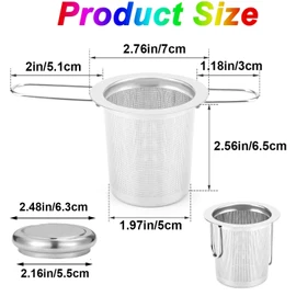Mtxorvix Tea Filter Strainer Extra Fine Mesh Tea Strainer Stainless Steel Tea Infuser Steeper with Lid and Foldable Handle Loose Tea Leaf Steeper, for Tea Cups, Teapots, Mugs (Style B)