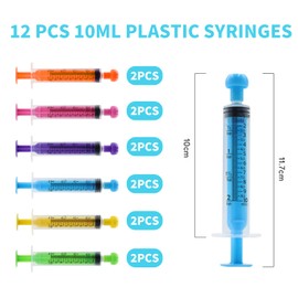 10ml Syringes – 12PCS Plastic Syringe with Cap, Individually Sealed, BPA-Free Measuring Syringes for Liquids, Lab Experiments, Feeding Pets, Dispensing Oils & Gels, Scientific Labs & DIY Projects