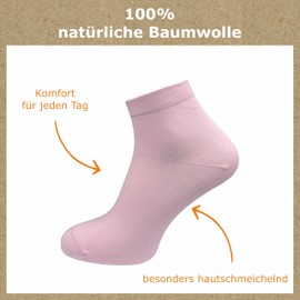 GAWILO Women's Quarter Socks Made of 100% Pure Cotton (6 Pairs | 10 Pairs) | Socks without Pressing Seam Over the Toes, Pastel tones | 6 pairs, 35 - 38