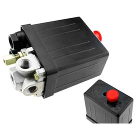 Air Compressor Pressure Switch 1/4" BSP 4 Port Manifold with Safety Valve & Blanking Plugs & Air Pressure Gauge