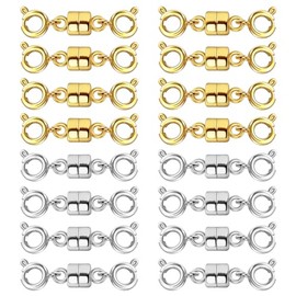 Qulltk Double Magnetic Necklace Clasps and Closures 14K Gold and Silver Bracelet Extender Jewelry Clasps Converters for DIY Jewelry Making
