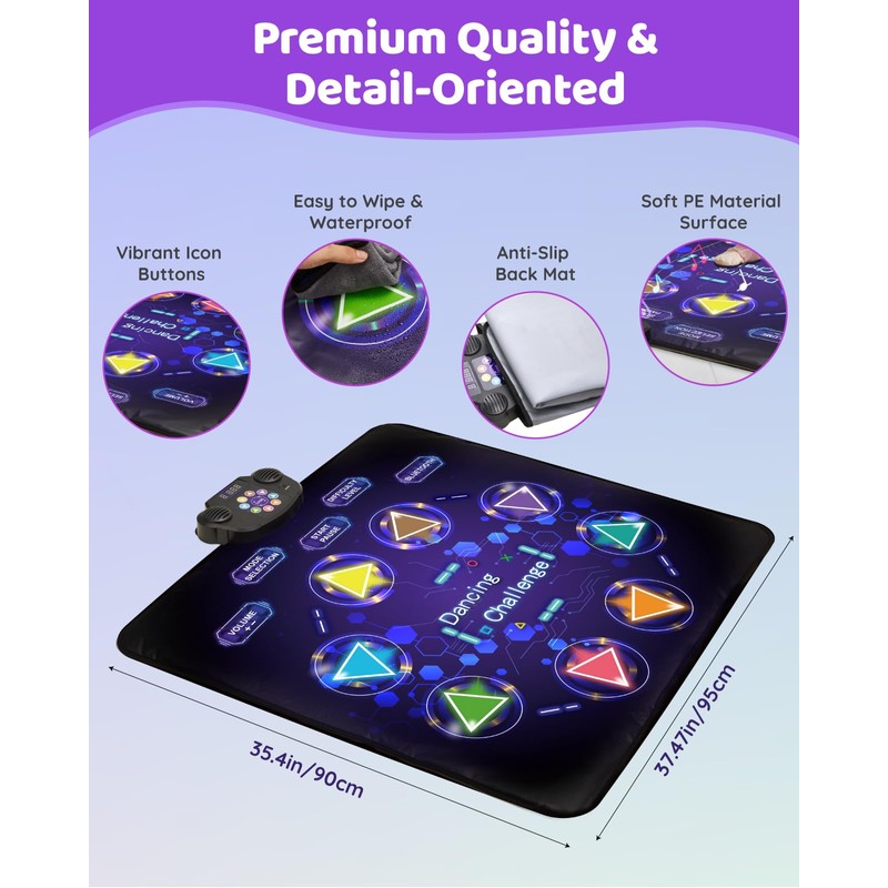 Gleamkid Dance Game Mat for Kids, LED Light-Up 8-Button Dance