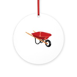 CafePress Red Wheelbarrow Round 4" MDF Holiday Ornament