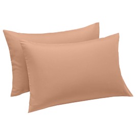 Aspire Homeware Pillow Cases 2 Pack – 100% Brushed Microfiber Peach Pillowcases Super Soft Envelope Closure Pillow Cover (50x75cm)