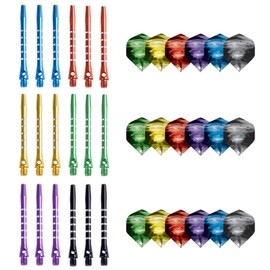 Bncxdc Darts, 18 Sets Dart Stems, Medium Dart Shafts, Universal Metal Dart Stems Dart Flights Assorted Dart Accessories Kit 2BA Thread Throwing Fitting Shatter-Resistant