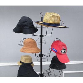 FixtureDisplays 6-Tier Hat Rotating Hat Display Standing Headwear Wig Cap Beanie Baseball - 30 Hat Display
