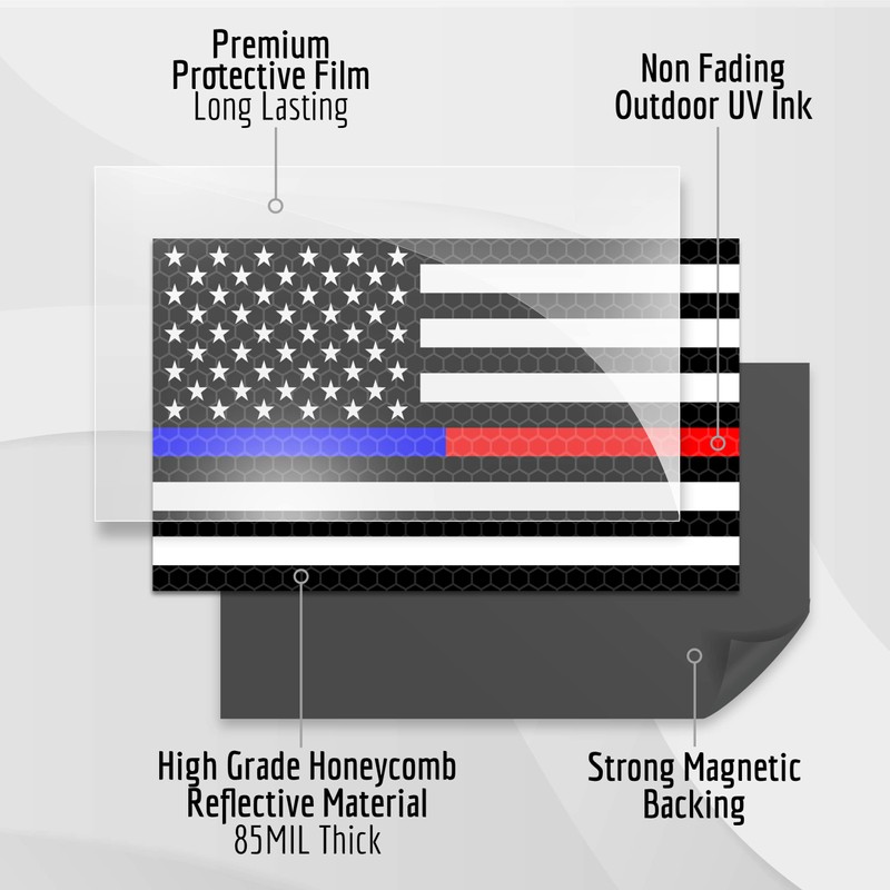 2PC Reflective Red and Blue Line Magnet for Car Truck