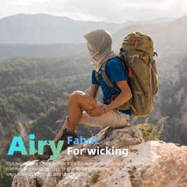 Cooling Breathable Balaclava Full Face Mask with Wide Brim Sun UV Protection Hood for Men Women Fishing Motorcycle Skiing, Khaki, One Size