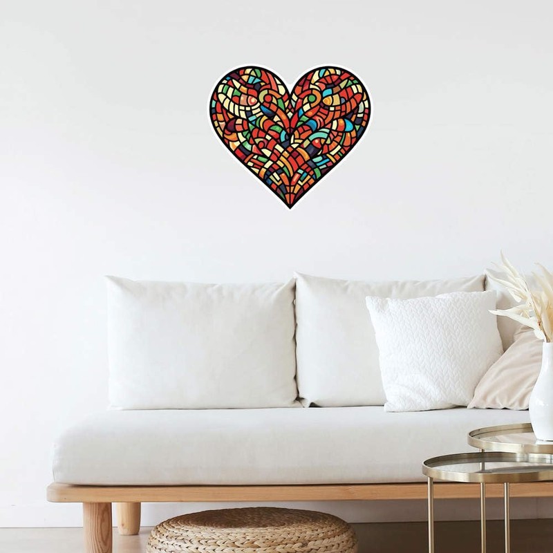 Extra Large 460mm 'Stained Glass Heart' Permanent Sticker Decal for