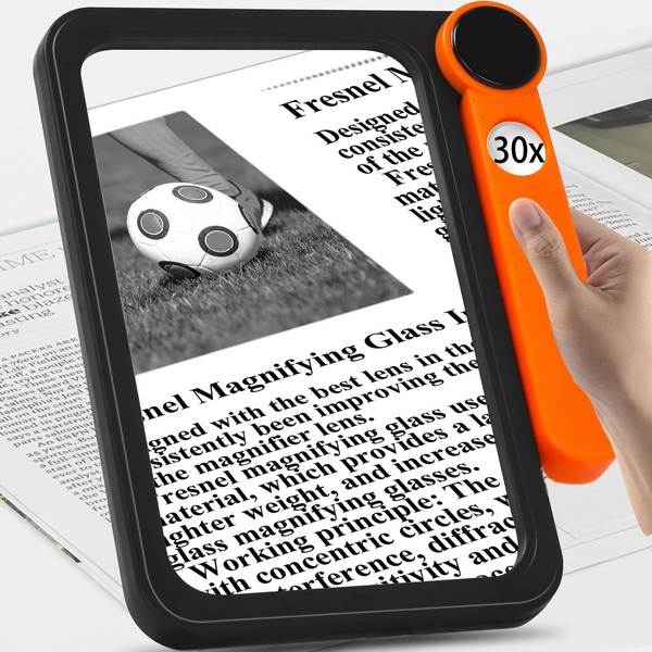 30X 5X Large Reading Magnifying Glass / Full Book Page Magnifying Glass / Foldable Handheld Magnifier for Seniors Reading Newspaper Maps / Great Gift for Amblyopia