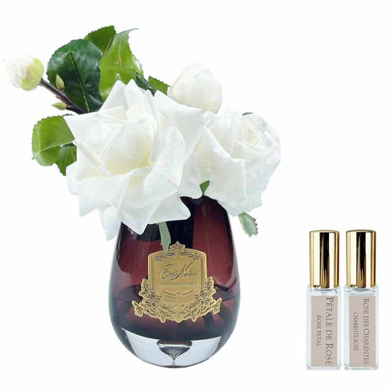 Cote Noire-Tea Rose Bouquet Dark Tear Drop Glass White