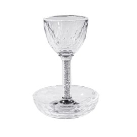 GIFTS PLAZA (D) Judaica Crystal Glass with Stones, Kiddush Cup for Passover (Silver)