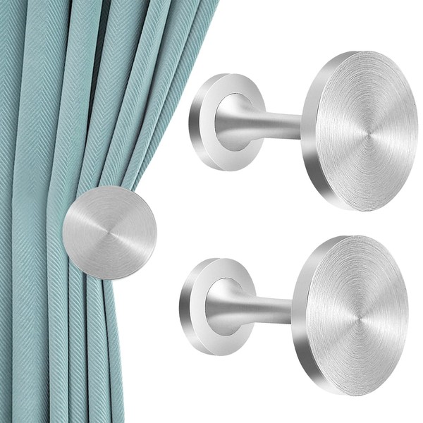 KOLAKO Curtain Holdbacks, Silver Curtain Tie Back Hooks, Metal Wall