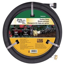 Rocky Mountain Goods Soaker Hose - Heavy duty rubber - Saves 70% water - End cap included for additional hose connect - Great for gardens/flower beds - Reinforced fittings (50-Feet by 5/8-Inch)