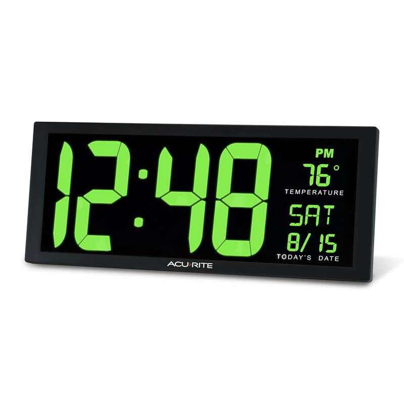 AcuRite 75155M 14.5" Large Green LED Digital Clock Inch