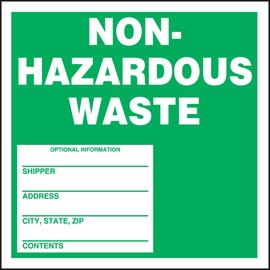 Accuform Signs MHZW11PSP Adhesive Coated Paper Hazardous Waste Label, Legend "Non-Hazardous Waste - Shipper - Address - City,State,Zip - Contents - ", 6" Length x 6" Width, Green/White (Pack of 25)