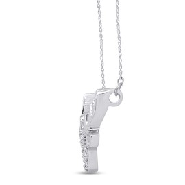 0.05 Carat (ctw) Round Cut Lab Created Moissanite Diamond Accent Deer Antler Pendant in 14K White Gold Over Sterling Silver, With 18" Chain