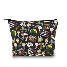 Golden TV Show Inspired Zipper Pouch TV Show Merchandise Gift Best Friend Birthday Gift Makeup Bag for BFF (Golden TV Pattern BLK CA)