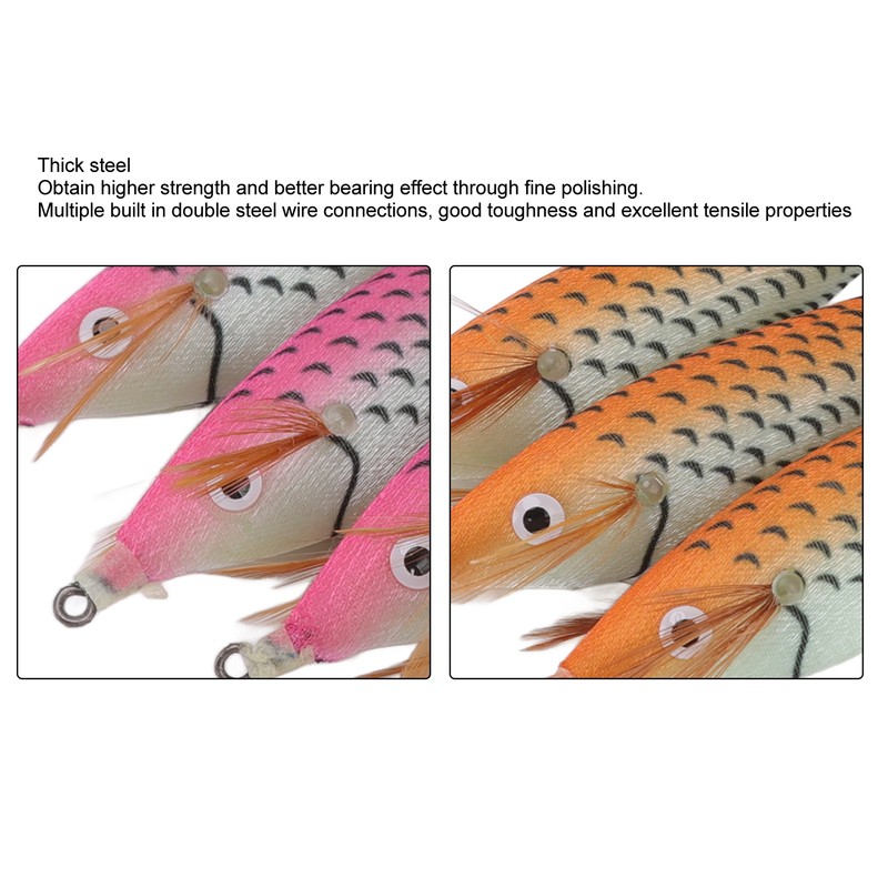 14Pcs Luminous Squid Hook Lure 8cm Artificial Shrimp Shape Fishing