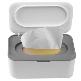 Wet Wipes Dispenser, Wet Wipes Dispenser Bracket, Wet Wipes Container Box Refillable, Wet Wipes Storage Box for Home Office Kitchen Bathroom to Keep Wipes Fresh and Clean - White Grey